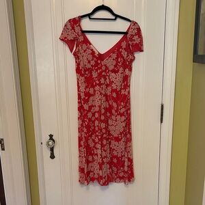Vintage 90s Silk Valentino Floral Red Dress